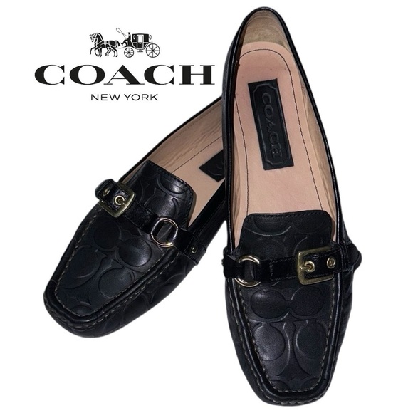 Coach (EUC) Stacie Leather Embossed Flats, Size 9.5 - Picture 1 of 12